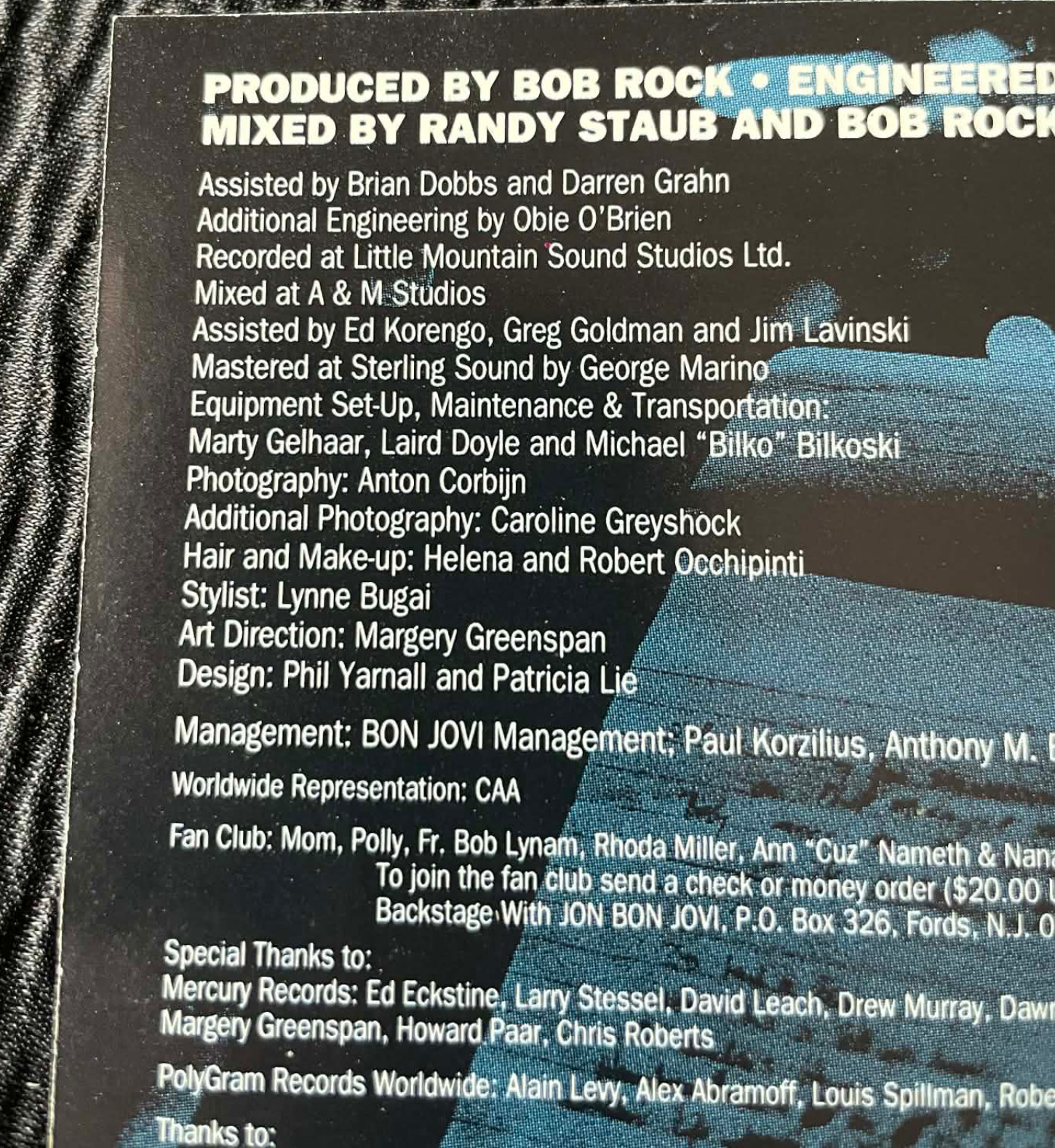 Bon Jovi Keep Faith CD 1992 Polygram Paperwork Clean Liner Notes Booklet ONLY