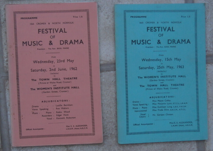 Cromer Festival Music & drama 21 programmes between 1951 – 1972 , plus ephemera