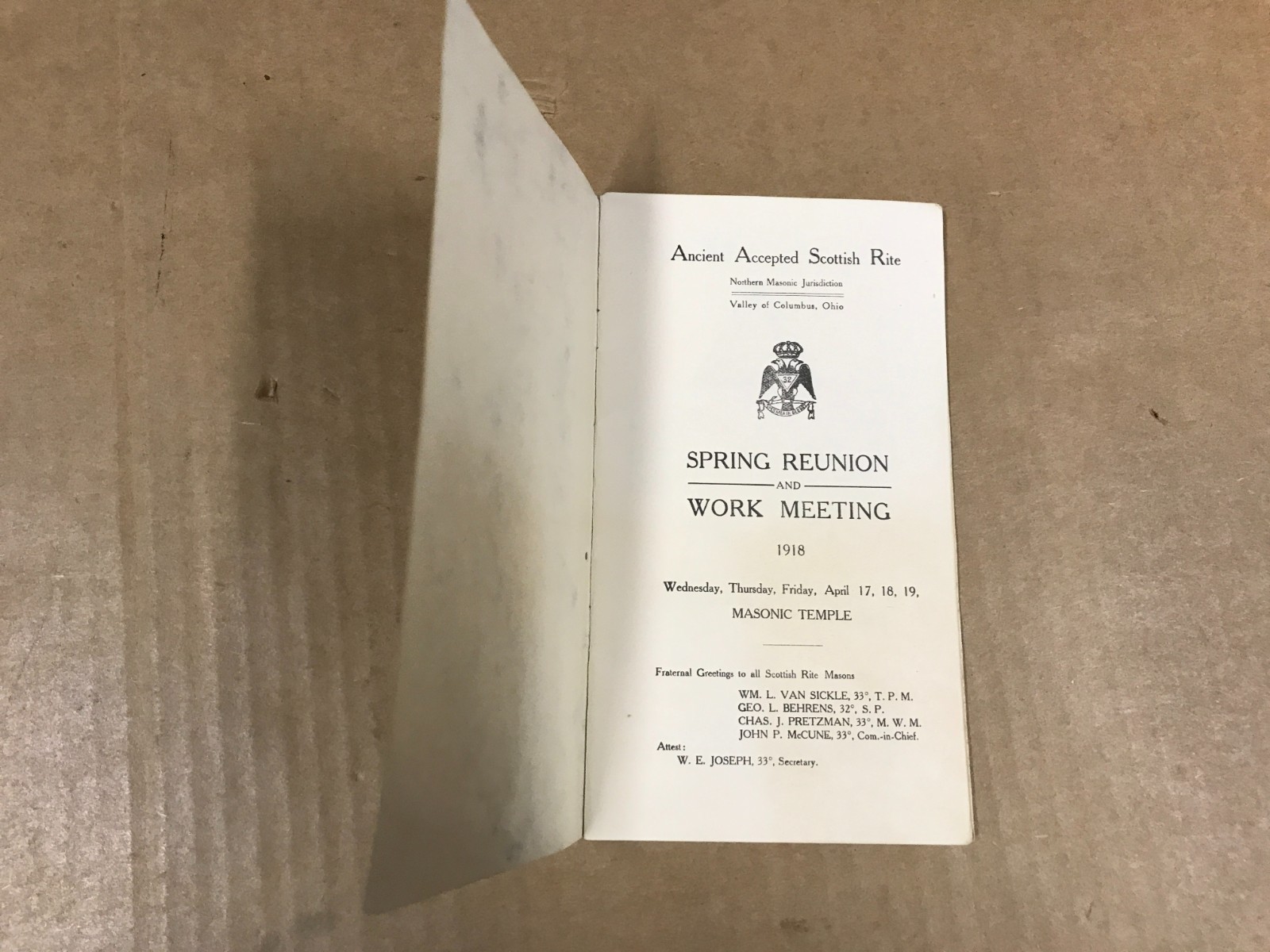 VTG Ancient Accepted Scottish Rite – Masonic Temple- Spring Reunion/Work Meeting
