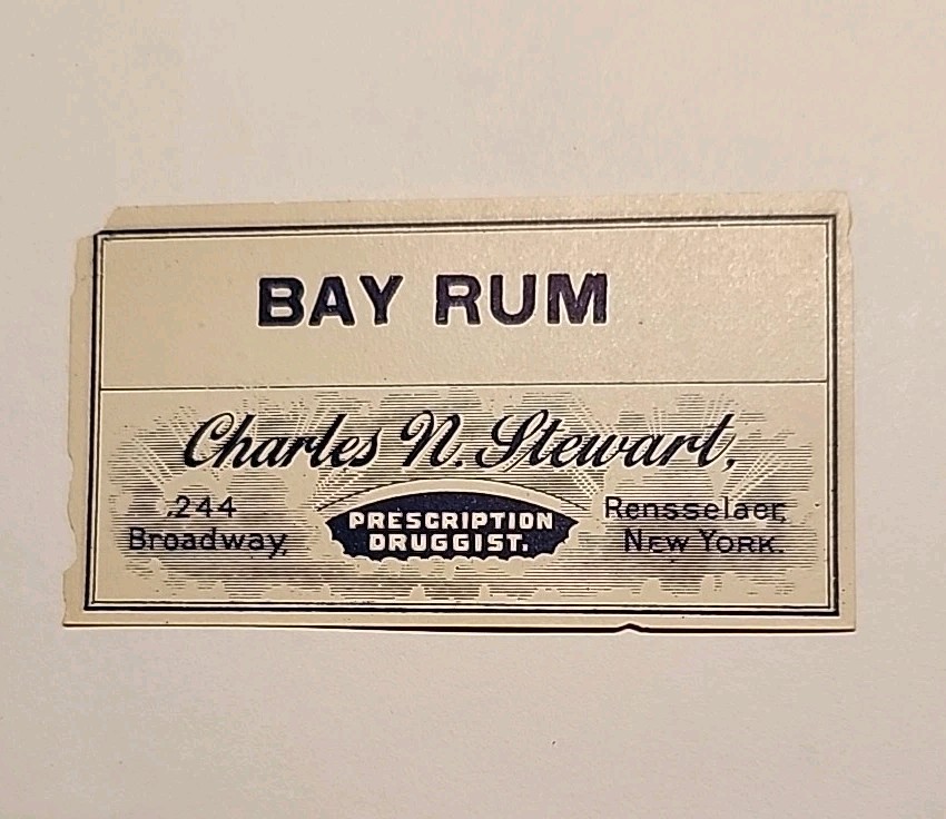 Rjkstamps VINTAGE Charles Stewart PHARMACY DRUG STORE Labels Rensselear, NY.