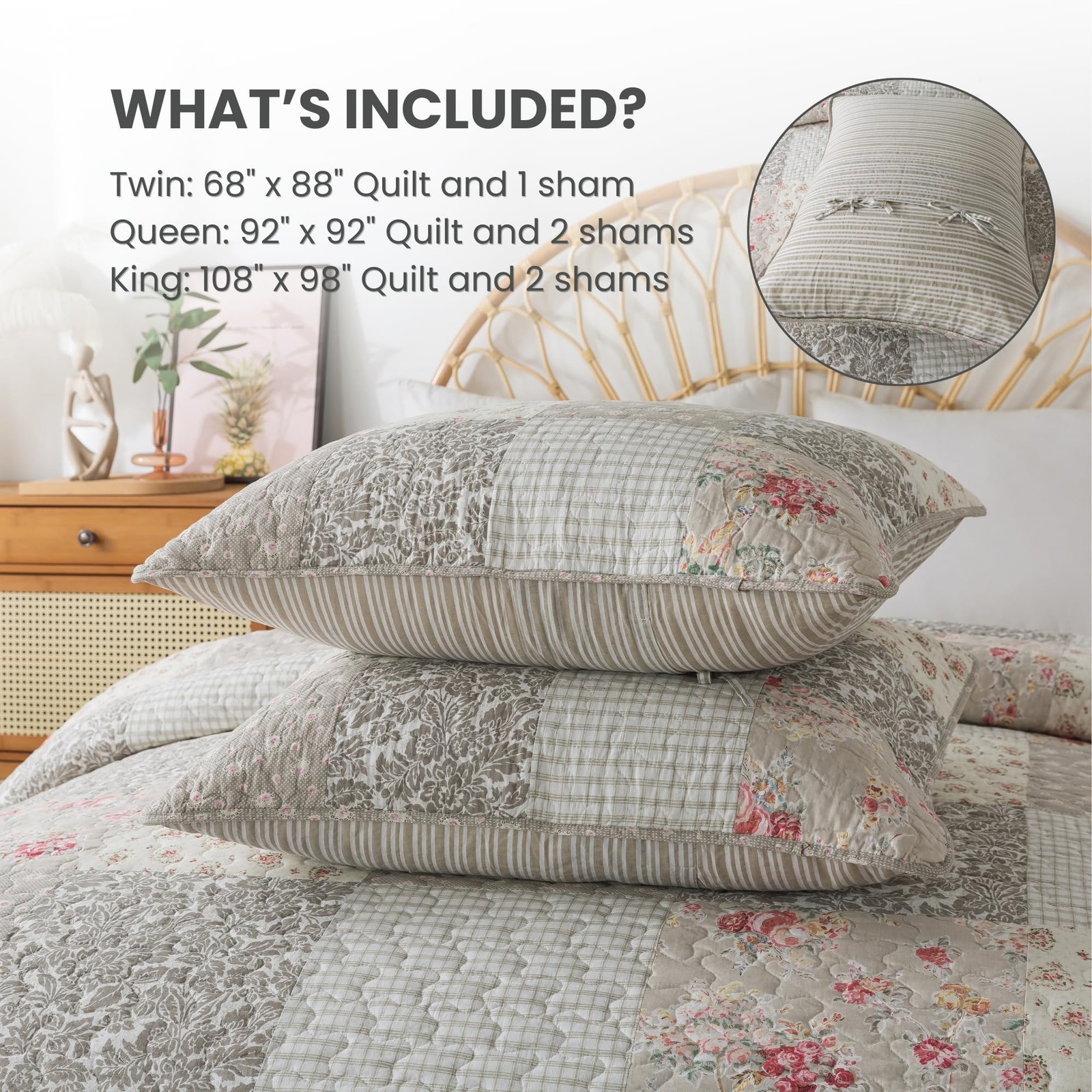 SLPR Walk in The Cotswolds Patchwork Cotton Pieced Quilt Set – Queen Size wit…