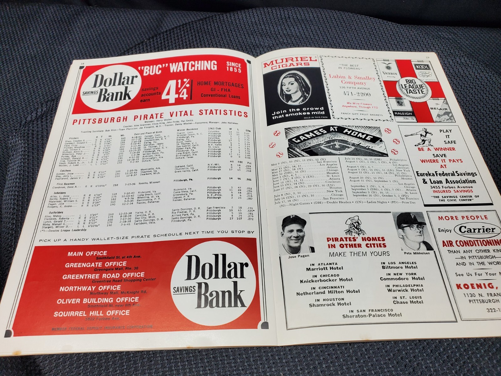 1966 Pittsburgh Pirates vs Houston Astros Scored Baseball Program / Score Card
