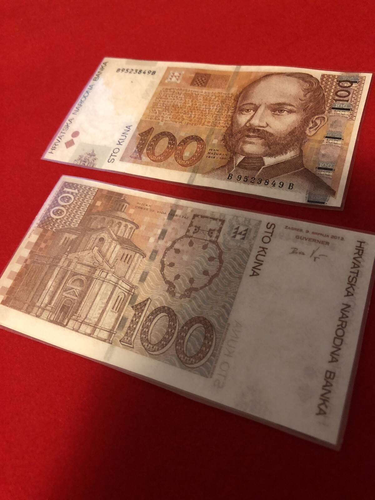 CROATIA KUNA / LAMMINATED HISTORICAL REPLICA SOUVENIR NOTE PRINT
