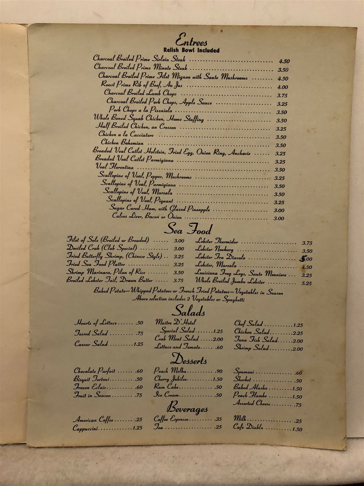 1960’s 1970’s Unknown Restaurant CR Menu Philadelphia PA Cherry Hill NJ Vtg
