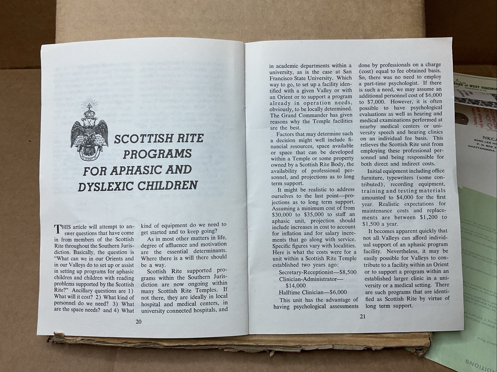 1978 Scottish Rite Programs For Aphasic & Dyslexic Children Booklet B68