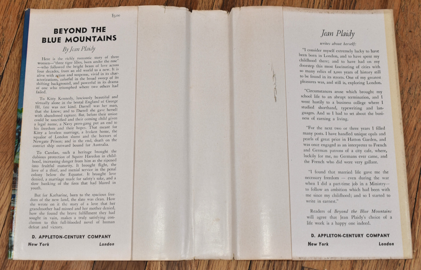 Beyond The Blue Mountains by Jean Plaidy Hardcover 1947 1st Edition Dust Jacket