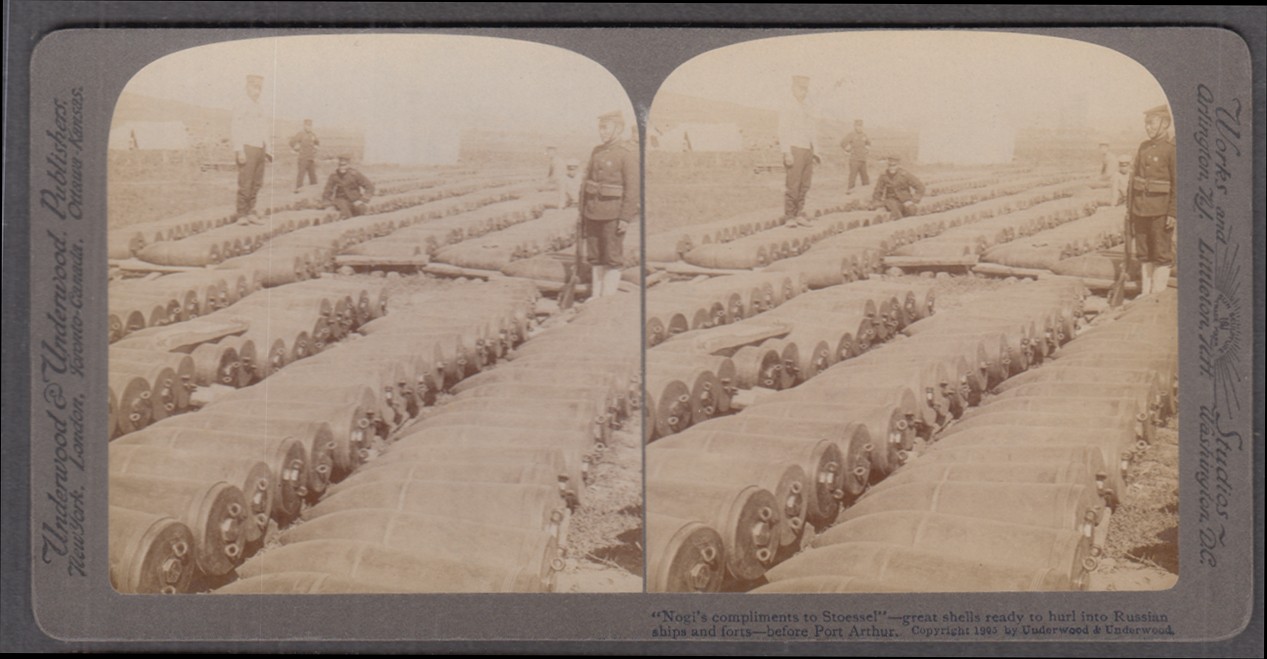 General Nogi’s artillery shells Russo-Japanese War Port Arthur stereoview 1904
