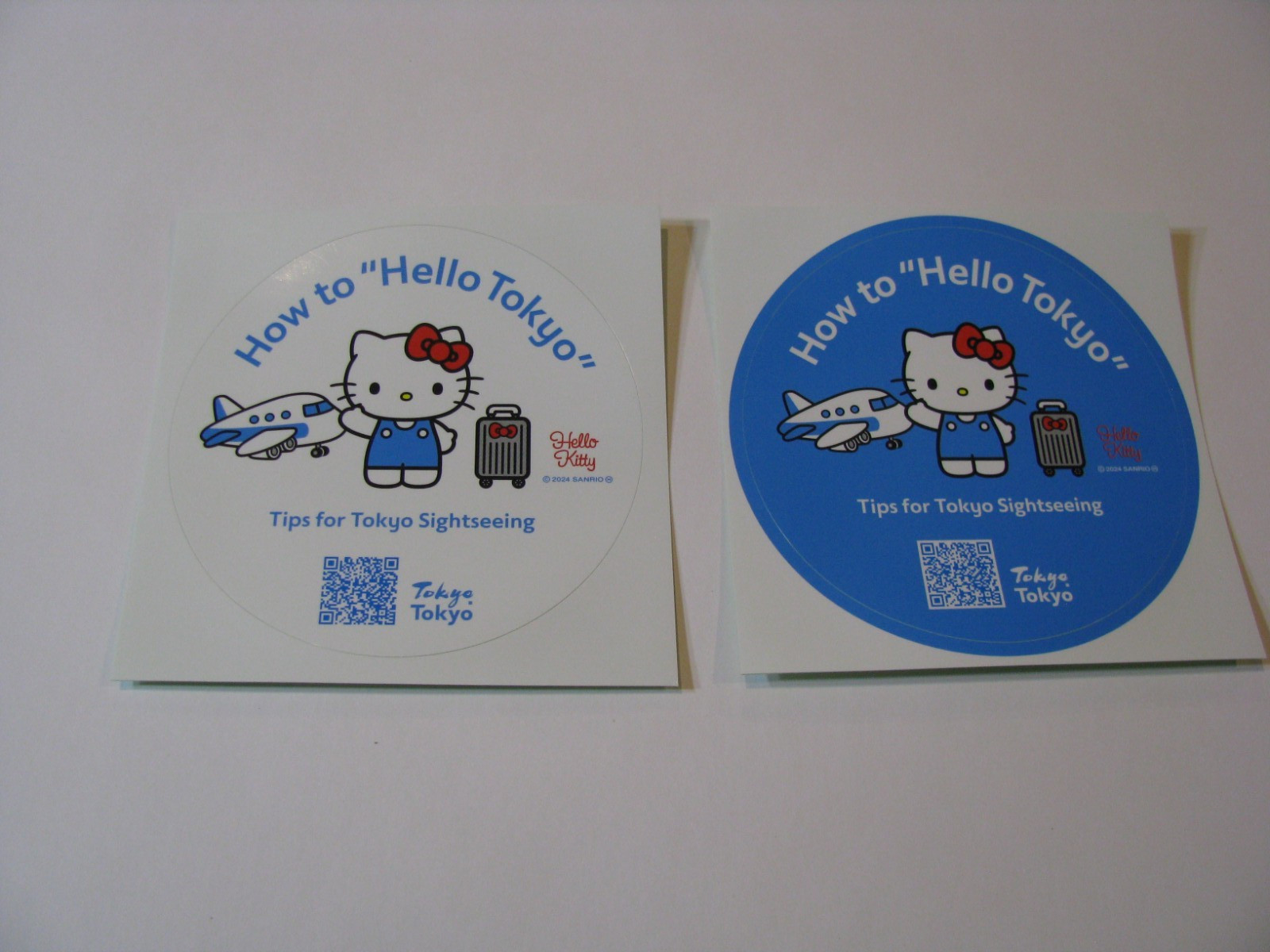 White & Blue 2pc Pair of How to Hello Kitty Tokyo Japan Tour Tips Sticker Decals