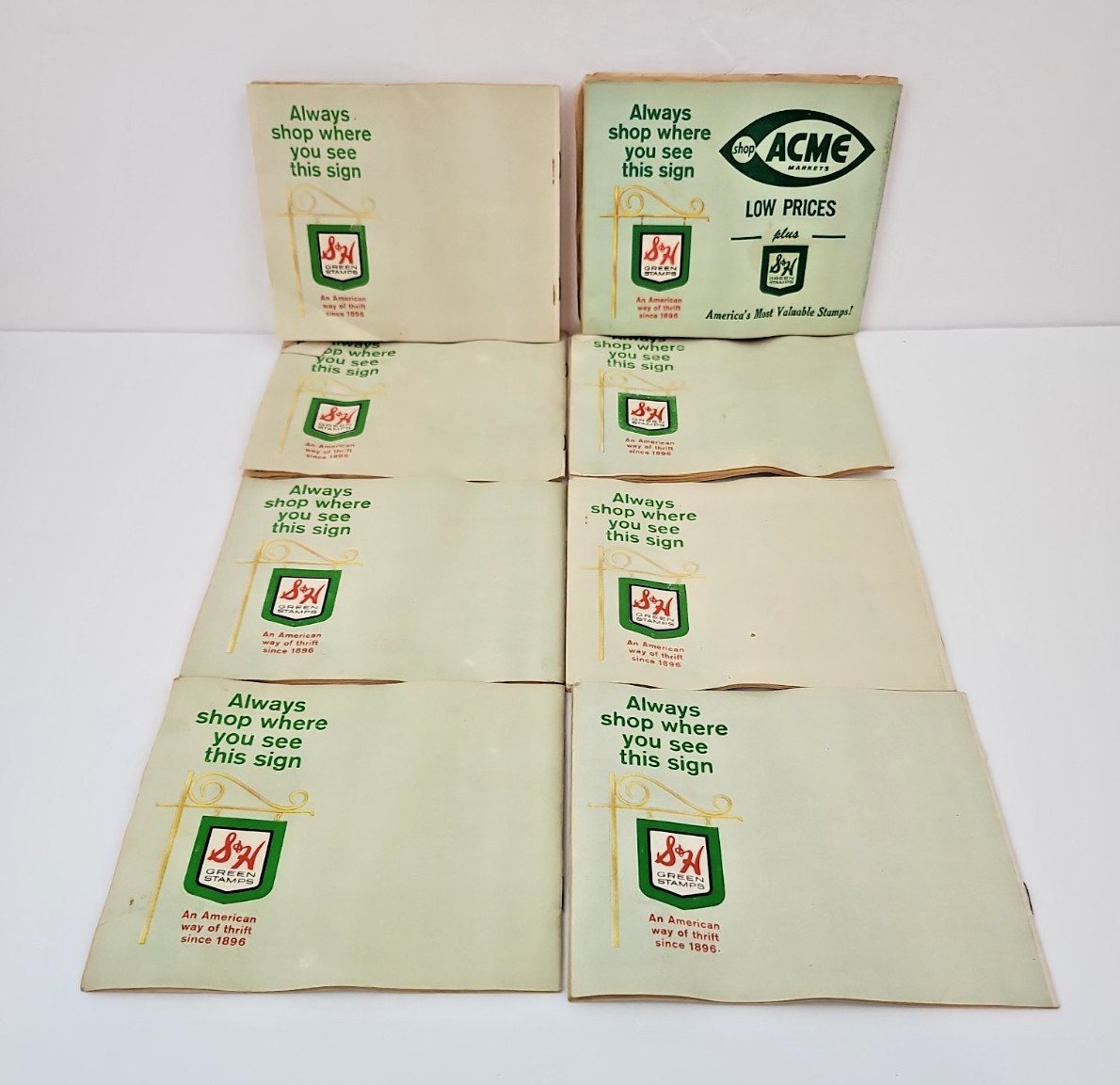 Vintage S&H Green Stamps and Books Acme Markets 8 Books 100’s of Stamps