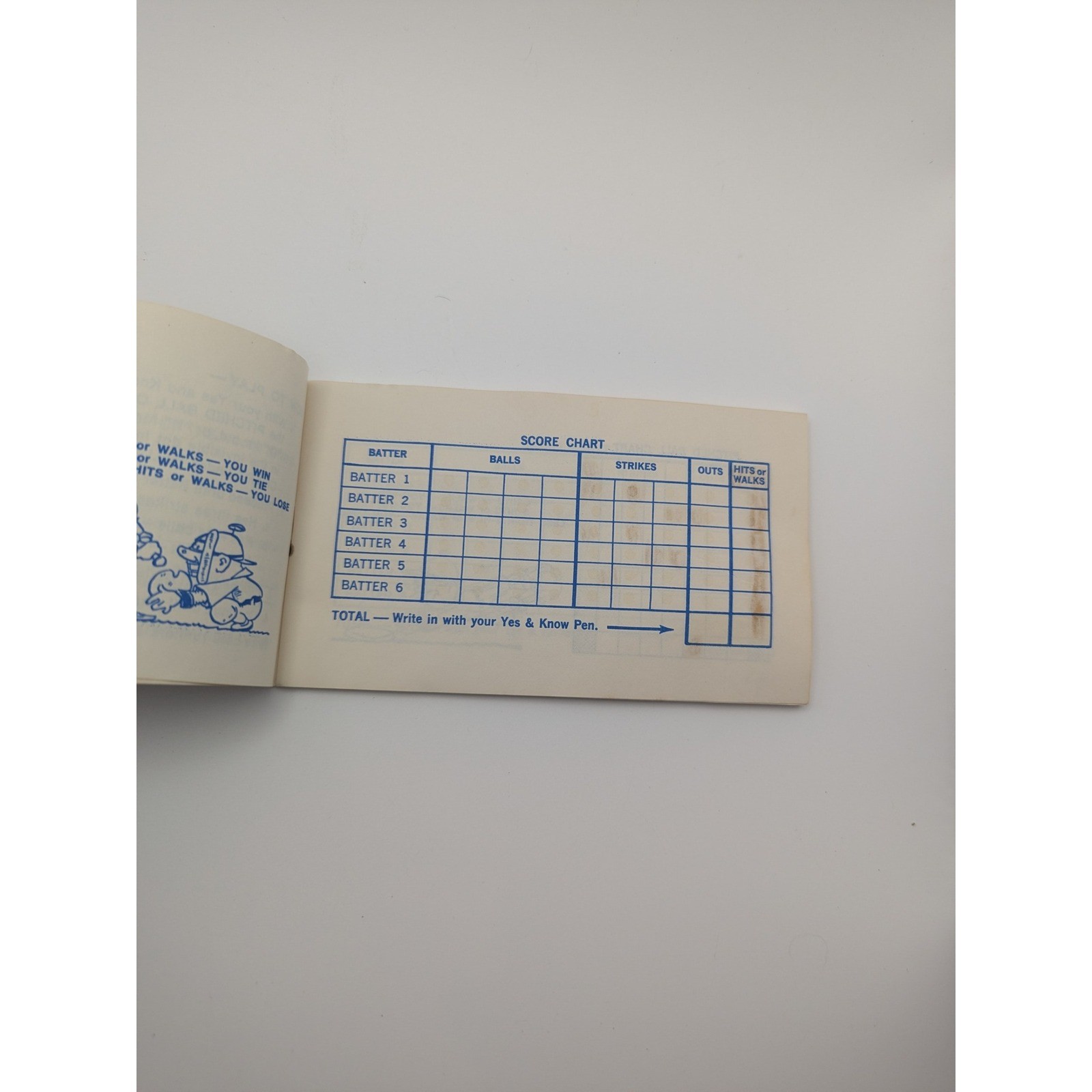 Vintage Yes & Know Invisible Ink Baseball Game Book Lee Publications Printed USA