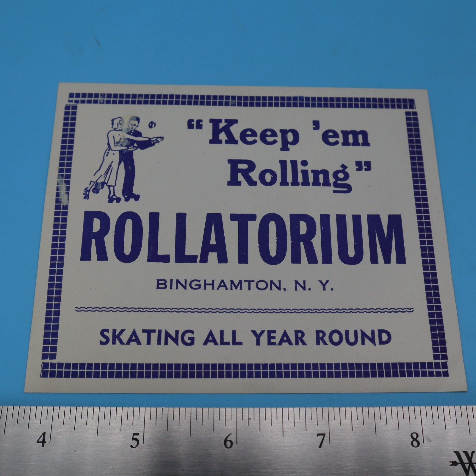 ROLLATORIUM NY – 1940s Vintage Roller Skating Rink Sticker Label Decal