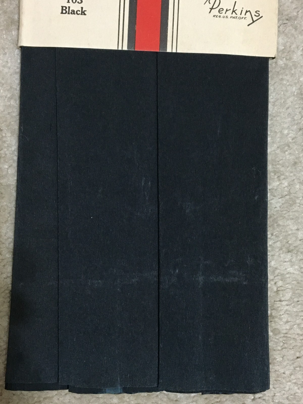 Vintage c1930’s VELVET brand Crepe Paper by PERKINS #103 Black 9 feet x 20″
