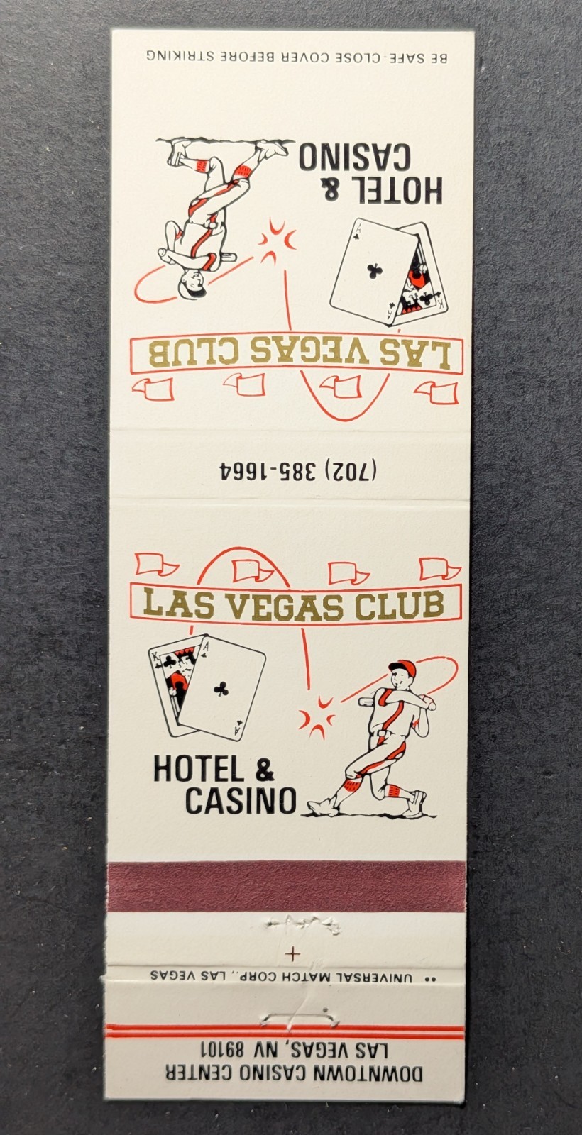 Vintage Las Vegas Club Baseball Matchbook Cover