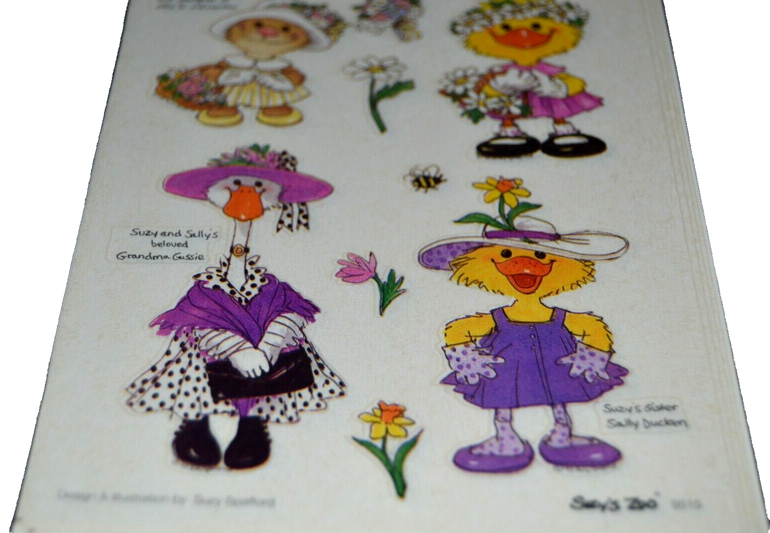 SUZY’S ZOO Stickers 4 Sheets EMILY MARMOT 9515 SALLY GRANDMA GUSSIE Sealed! Vtg
