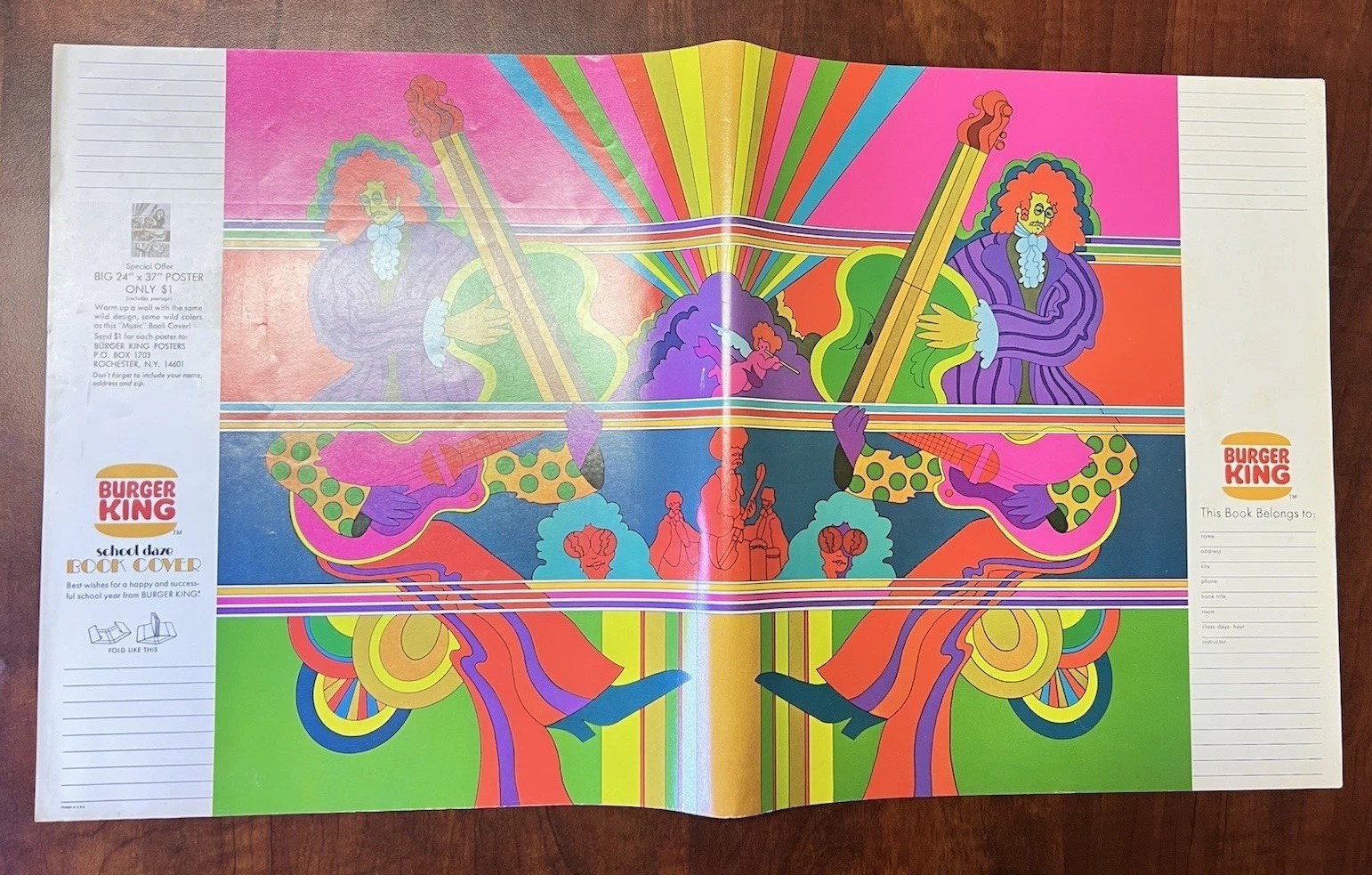 Peter Max Style 1970’s Burger King Psychedelic Rock Art School Daze Book Cover a