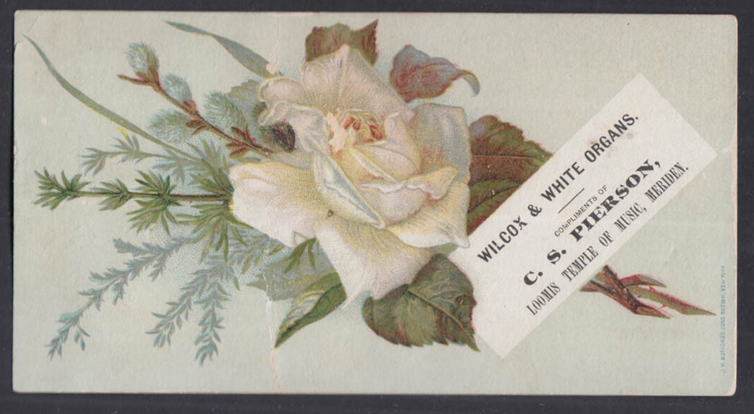Loomis Temple of Music Piano Store Meriden CT trade card 1880s C S Pierson