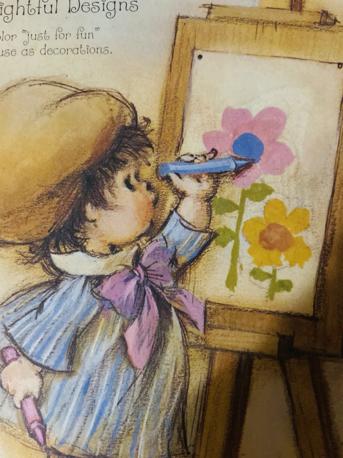 Charmer 1970’s Vintage 32 Pages Unused Coloring Book Hallmark Artist Easel Beret