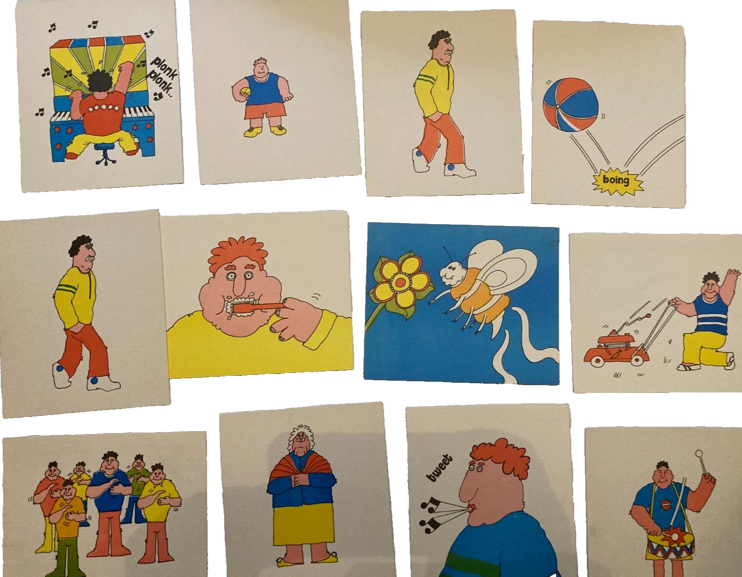 Vintage Childrens Art Cards Craft Cartoons Comic Decor Set of 80