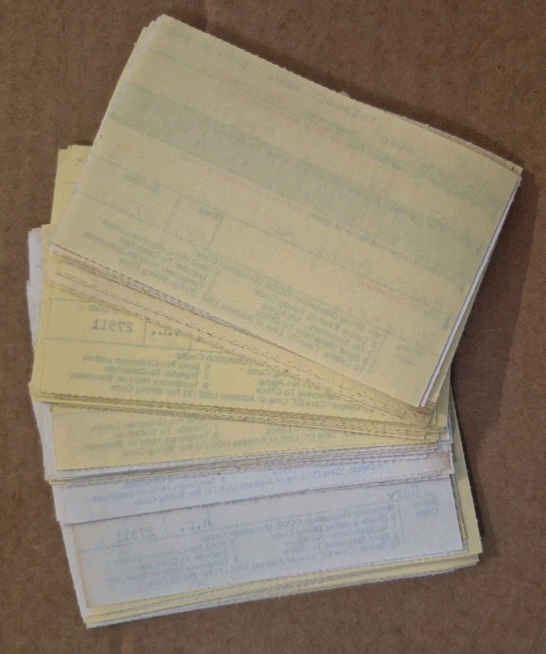 LARGE VINTAGE INVOICE JUNK JOURNAL BULK PAPER LOT EPHEMERA PAPER 100+ NC 4.5 x3″