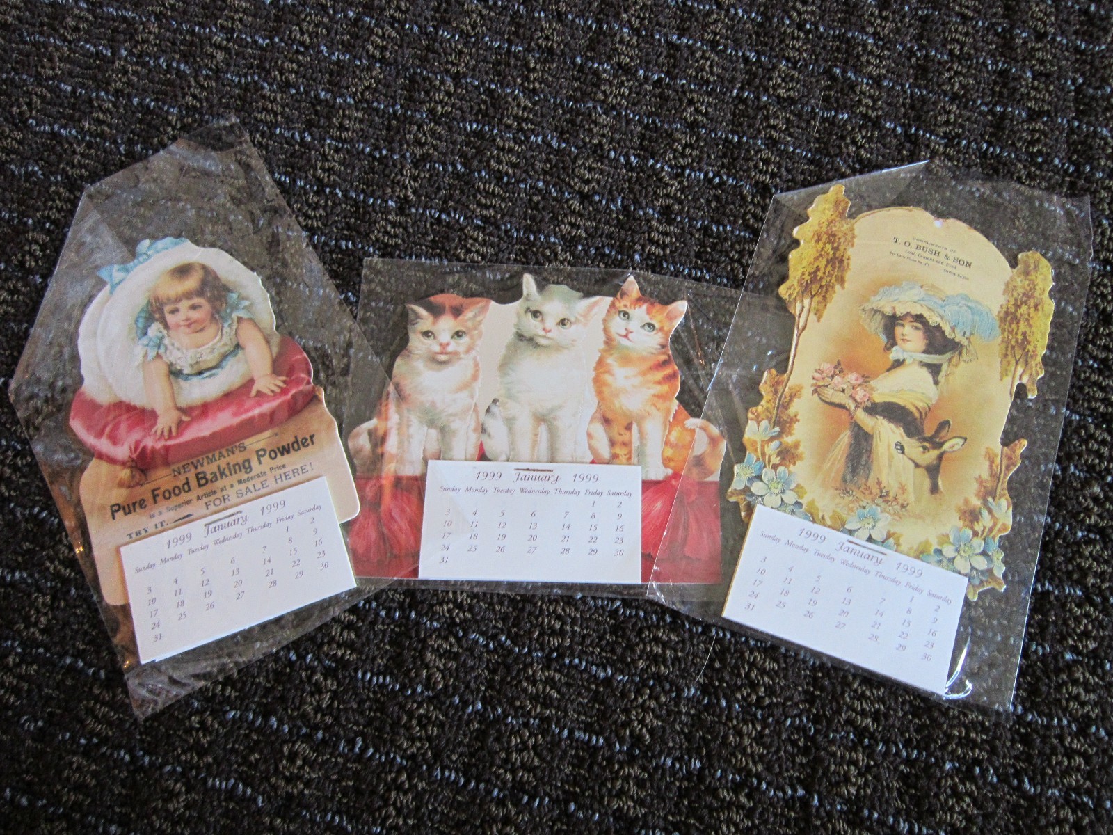 Victorian Trade Card REPRINTS Newmans Baking Powder,Sterling Heights Cats UNUSED
