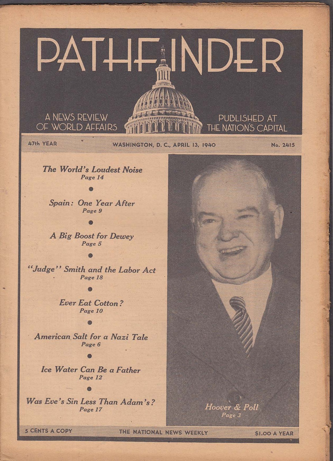 PATHFINDER Herbert Hoover; Dewey; Spain; Nazis ++ 4/13 1940