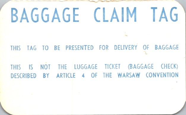 1974 El Al Israel Airlines Baggage Tag Amsterdam Warsaw Convention Hebrew LY