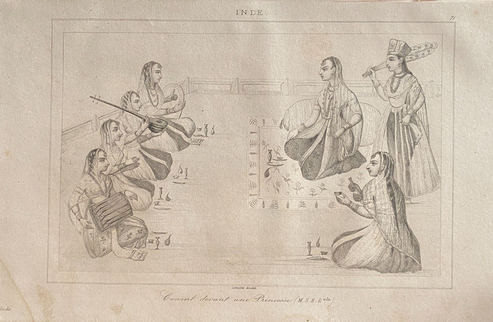 Engraving India 1843 “Concert In Front Of A Princess”