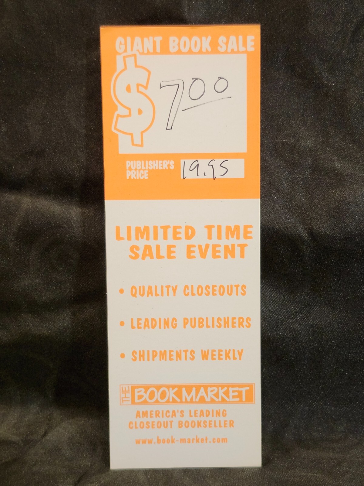 The Book Market Neon Orange Paper Bookmark RETIRED CLOSED