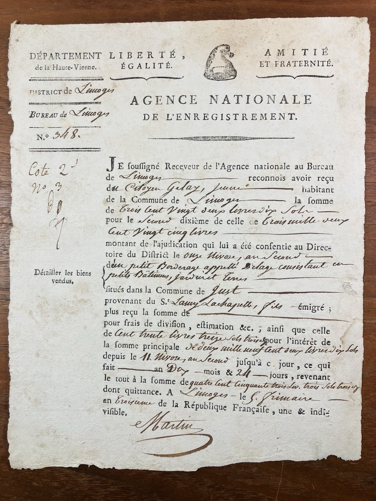 Gelay To Limoges IN 1794 Saint Just The Martel Lamy – La Chapelle Limousin
