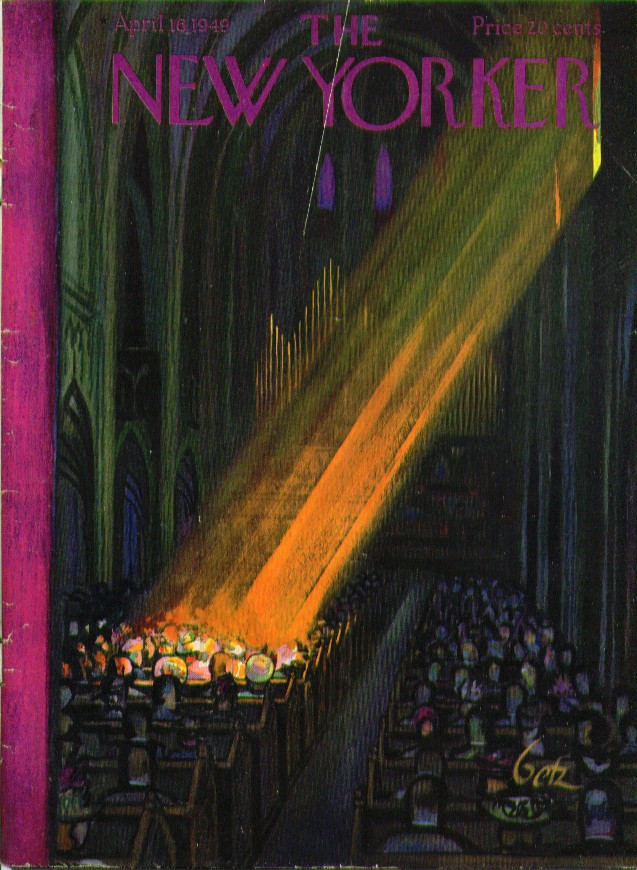 New Yorker cover Getz stainglass Easter sun 4/16 1949