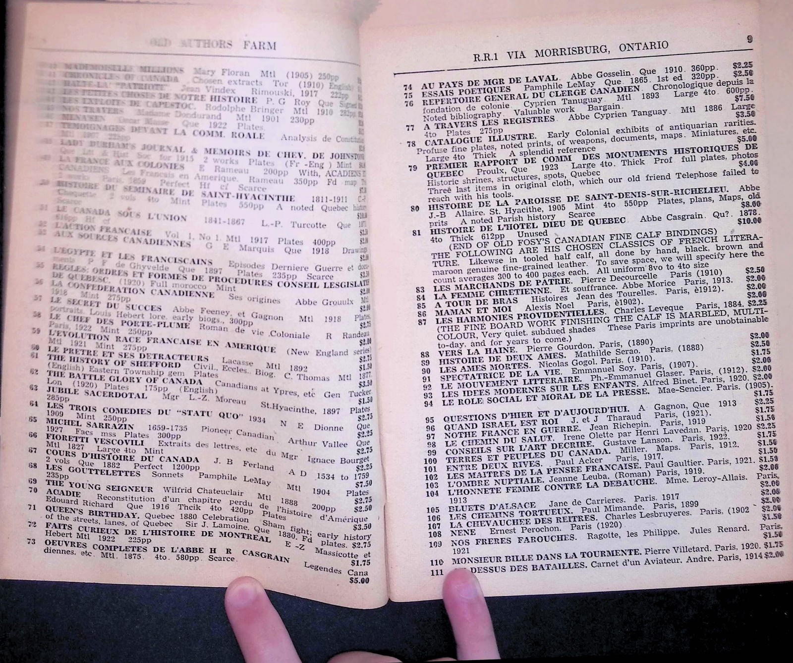 Old Authors Farm Catalog 1946 Morrisburg ON Books Stamps Maps Americana First