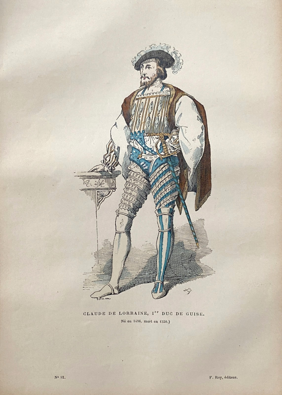 Engraving Claude De Lorraine Color Print XIX Century France 1 Page