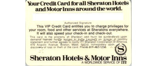 Sheraton Hotels ITT VIP Credit Card 1970s Hospitality Memorabilia Cardstock