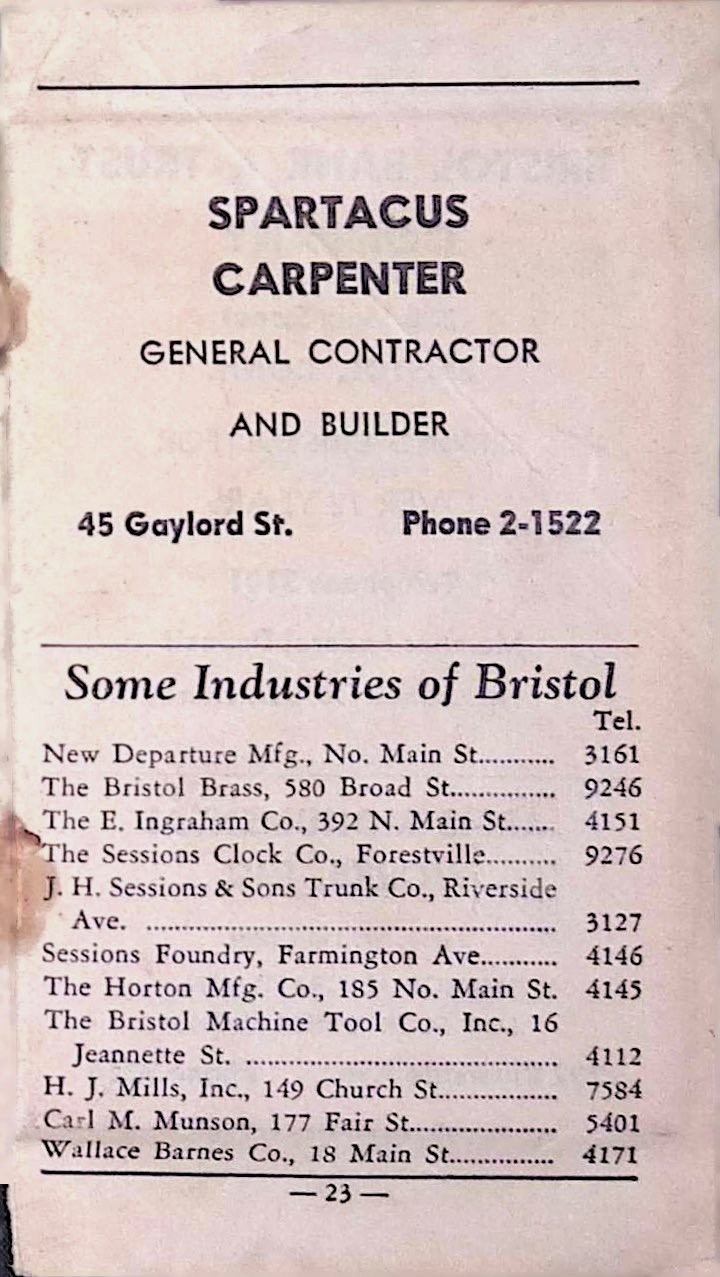 Bristol CT 1900s Leaf Spartacus Builder Ad New Departure Mfg Labor Day