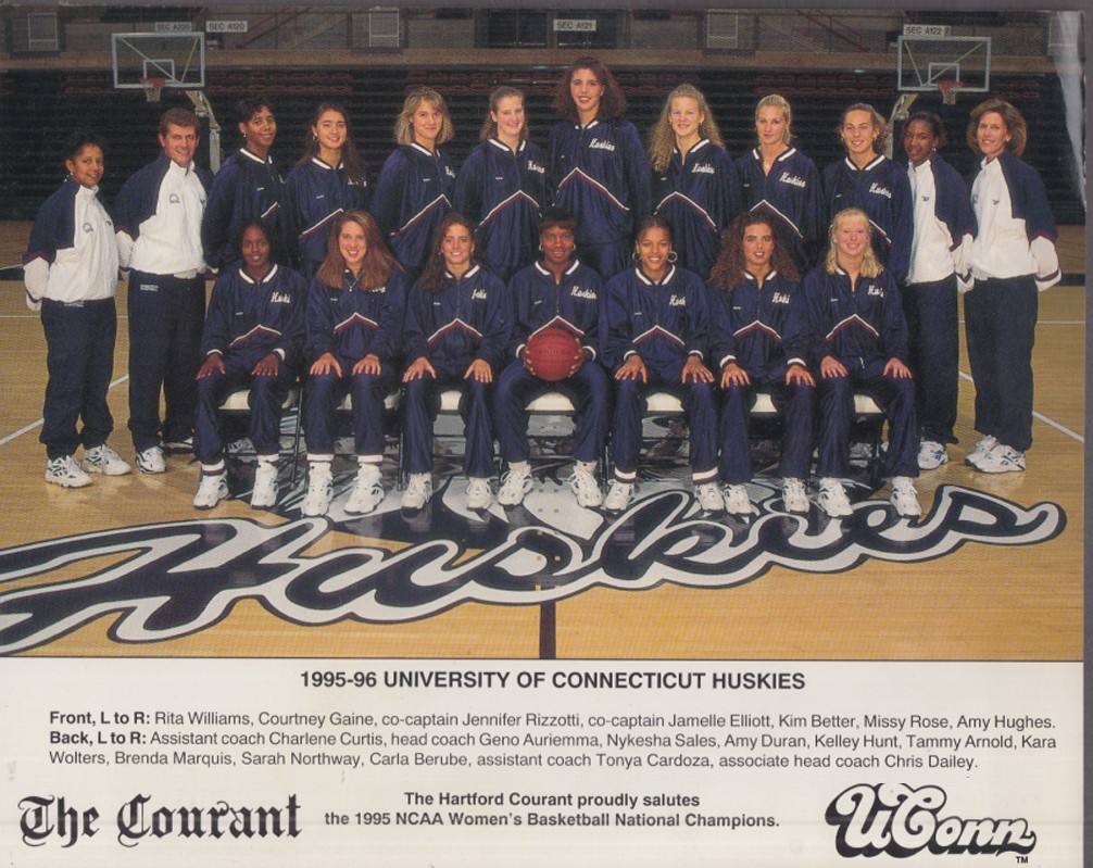 UCONN Women’s Basketball Team Picture / Schedule Card 1995-1996