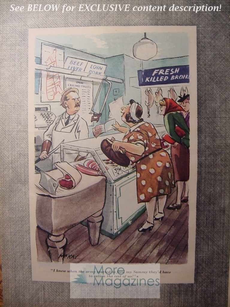 BIG LOT of 1943 Esquire Cartoons from the magazine! WWII Era