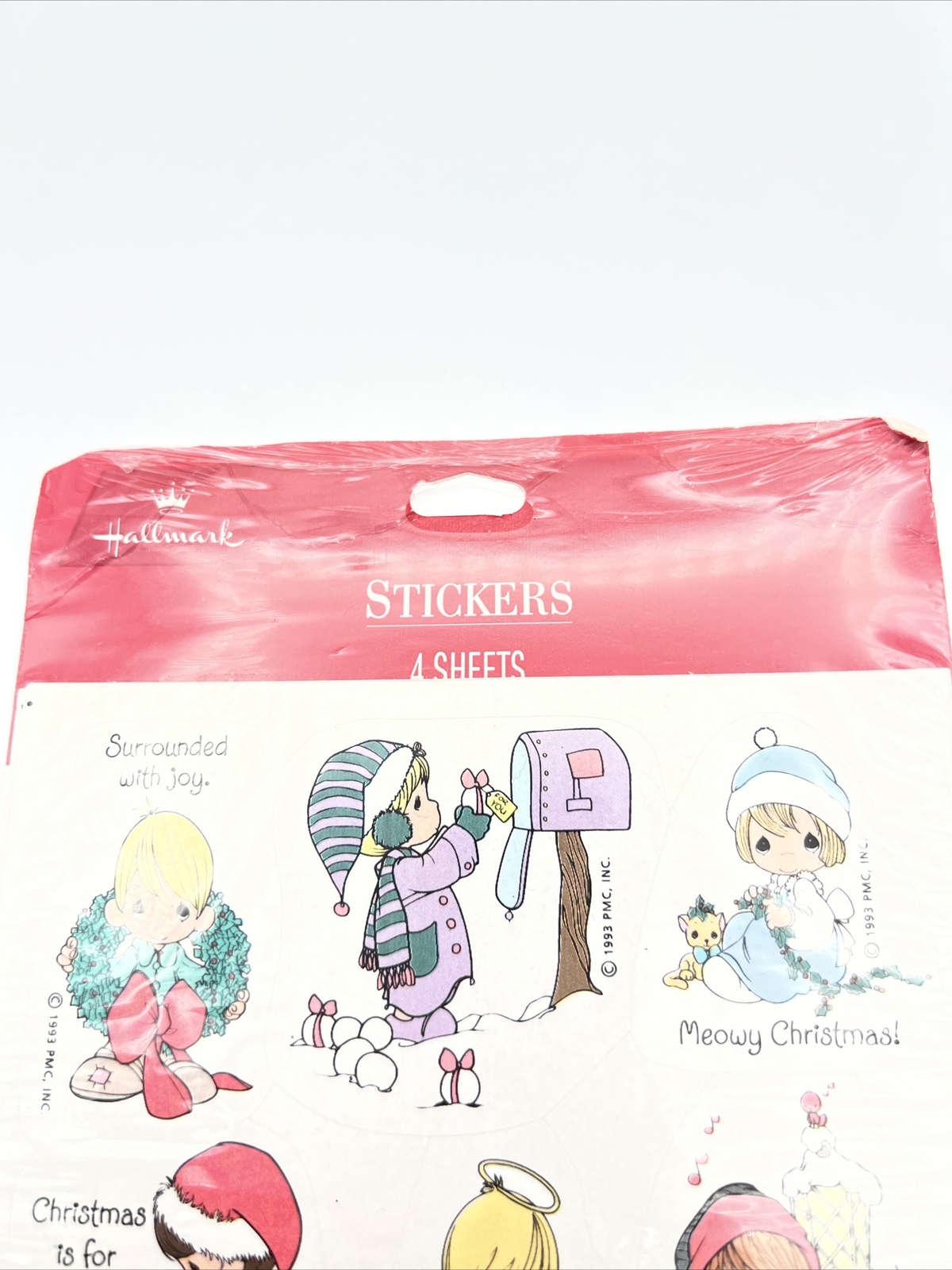 Vintage Hallmark Precious Moments Christmas Stickers 1993 4 Sheets NOS
