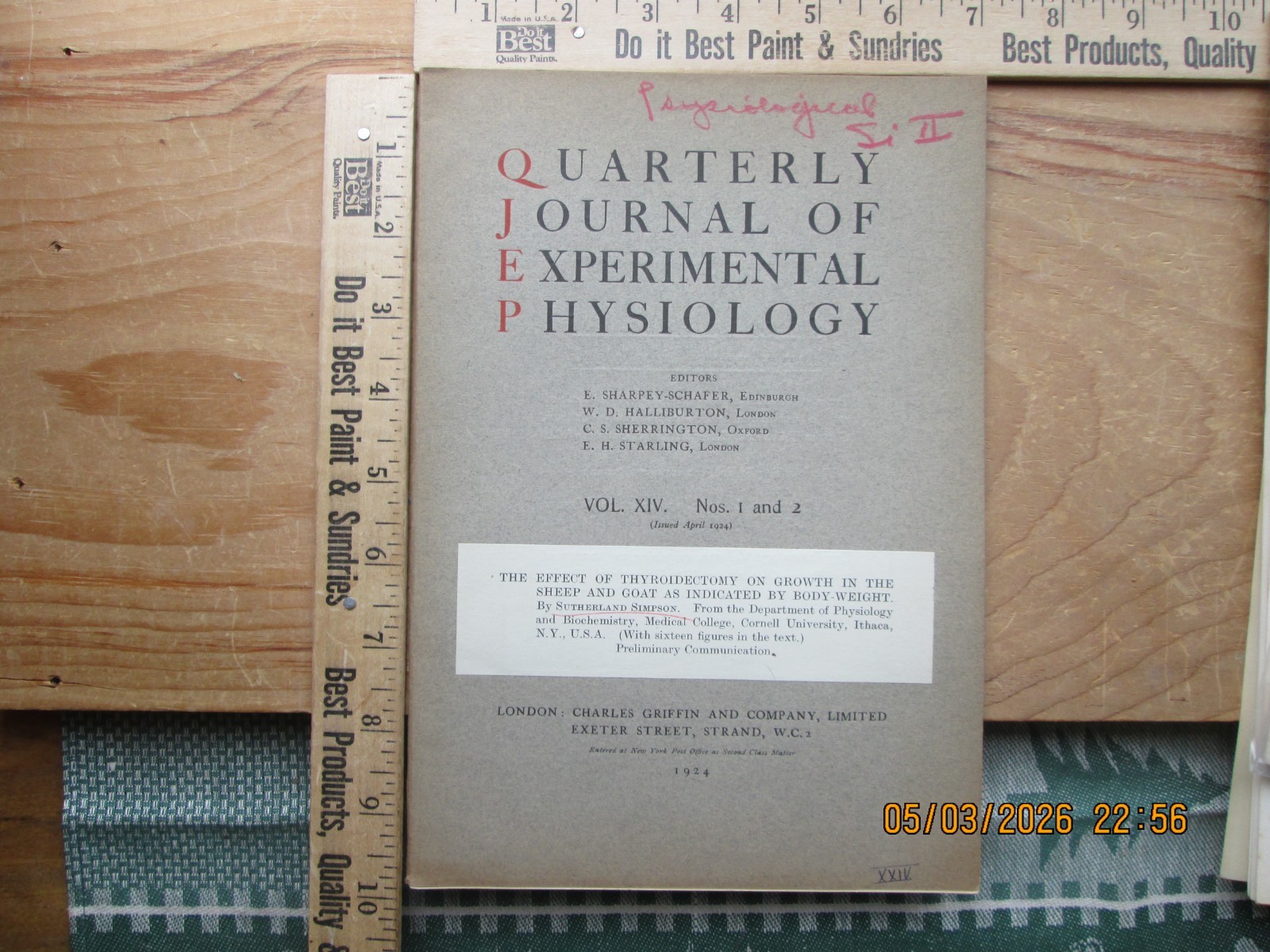 Quarterly Journal of EXPERIMENTAL psychology 1924