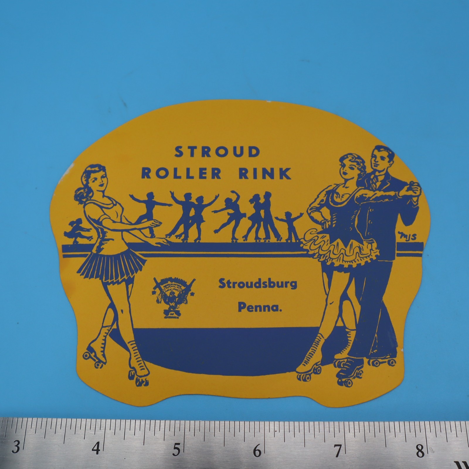 STROUDSBURG PA, 1940s Vintage Roller Skating Rink Sticker Label Decal RARE
