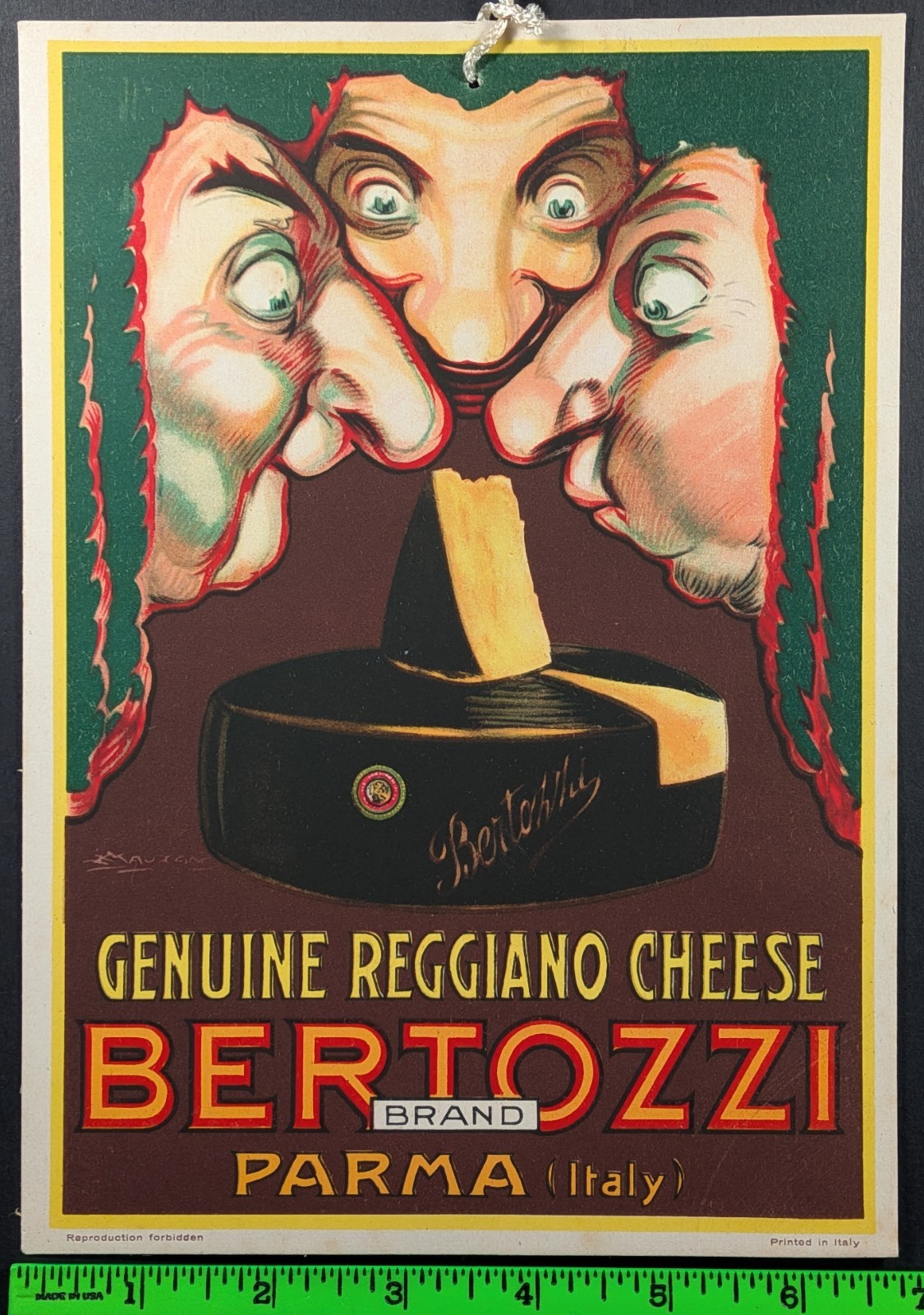 Vintage 1930’s? Bertozzi Cheese Italy Paperboard Hang Sign