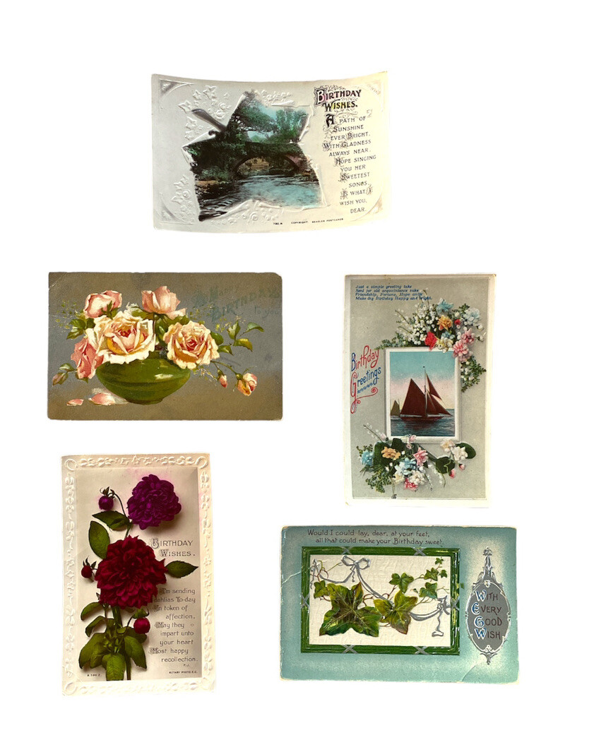 Collection Of BEAUTIFUL 1900s Birthday Greetings PostCards