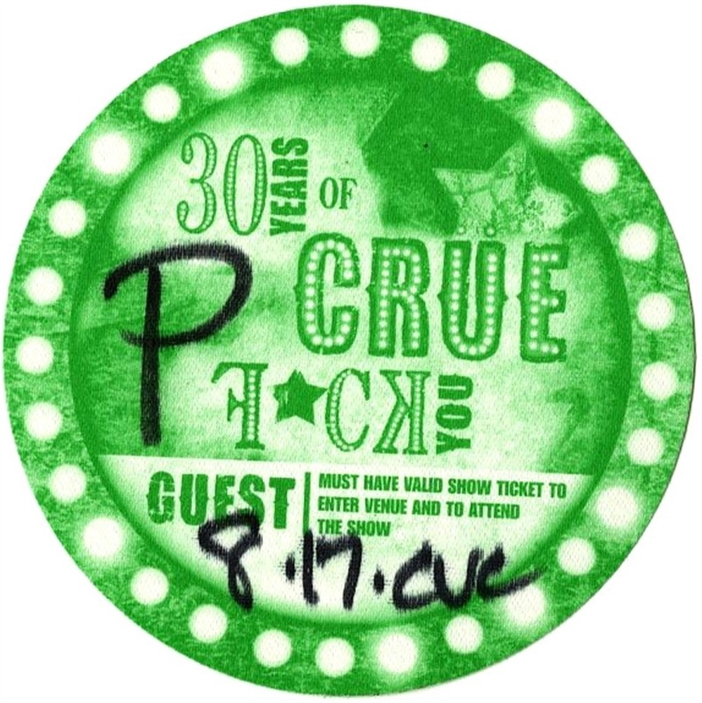 Motley Crue 30th Anniversary concert tour issued Band Guest Backstage Pass
