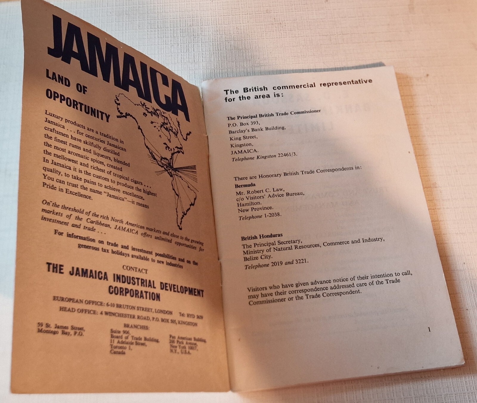 Hints to Business Men Visiting Jamaica Bahamas Bermuda & British Honduras 1965