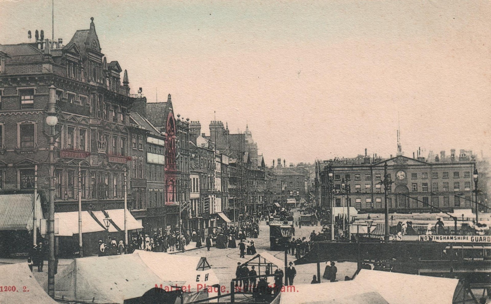 EARLY 1900’s ANTIQUE Market Place Nottingham POSTCARD – No Cars! – UNUSED