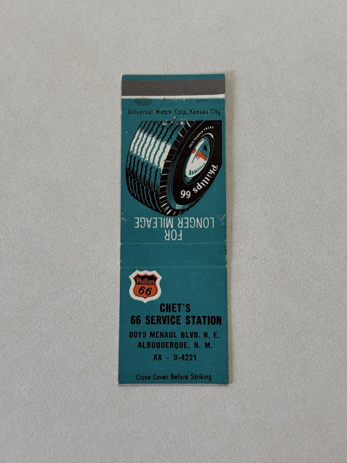 Chets Service Station Albuquerque New Mexico Vintage Matchbook Cover J