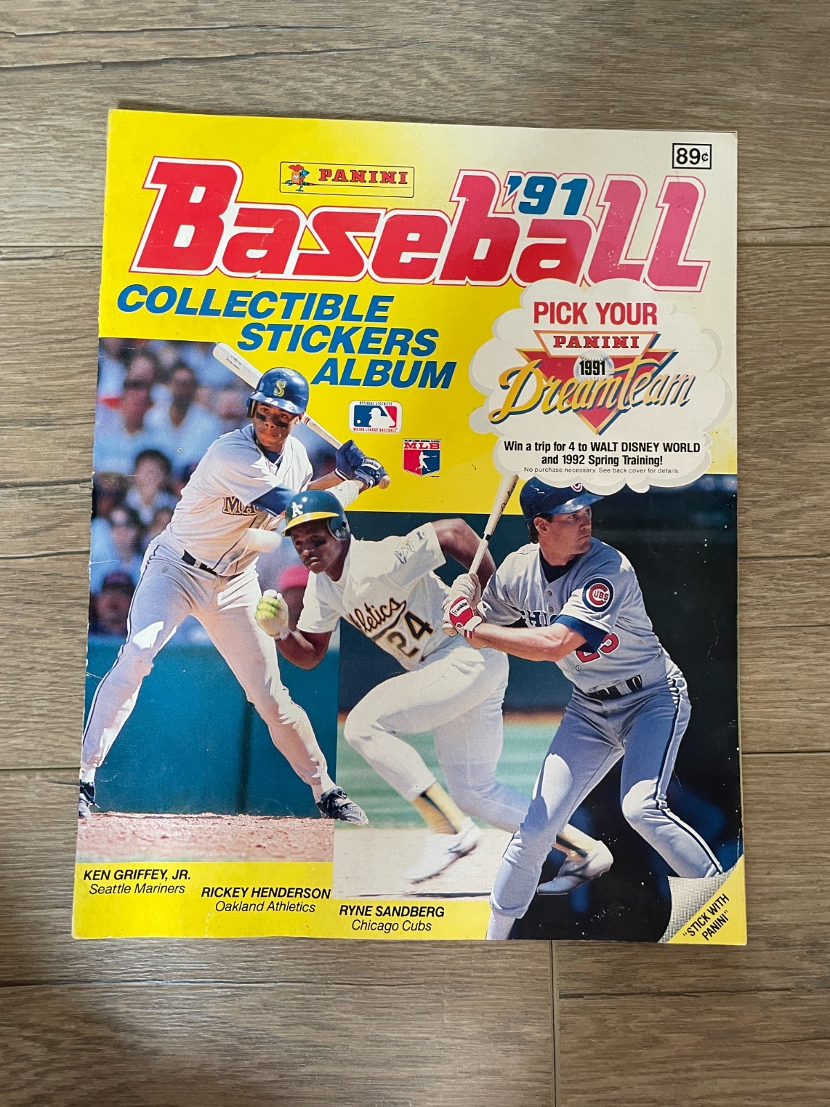 Panini Baseball Collectible Sticker Album 1991 Ken Griffey Jr Ryne Sandber Cover
