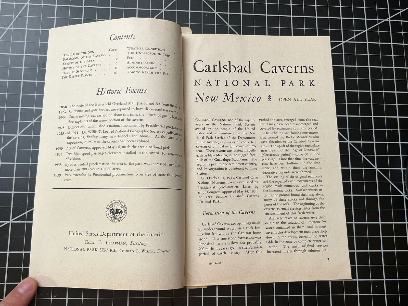 Vintage 1952 Carlsbad Caverns National Park New Mexico Brochure Pamphlet Booklet