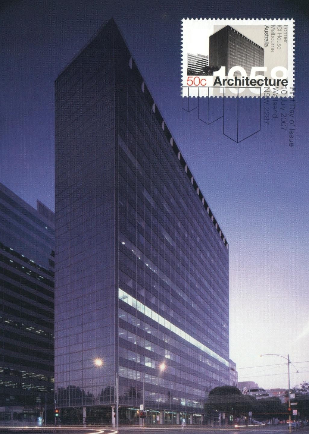 2007 Former ICI House Melbourne POSTCARD Maxi card Cancelled in Wallsend, NSW
