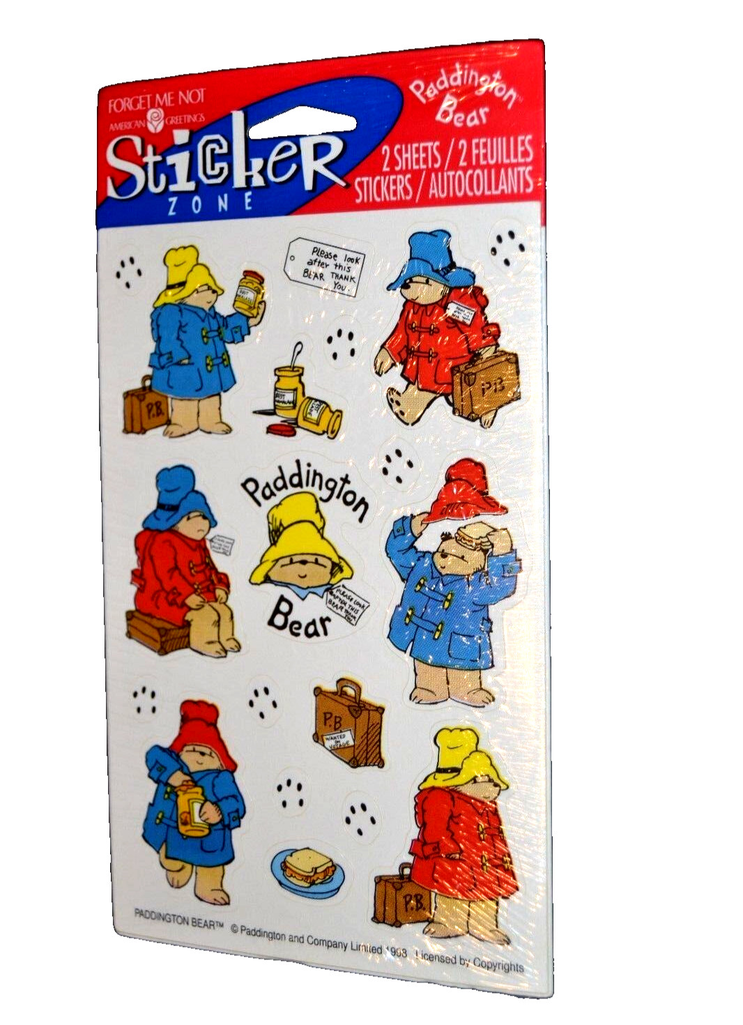 PADDINGTON BEAR Stickers TRAVELING SUITCASE American Greetings NIP Vintage 90’s