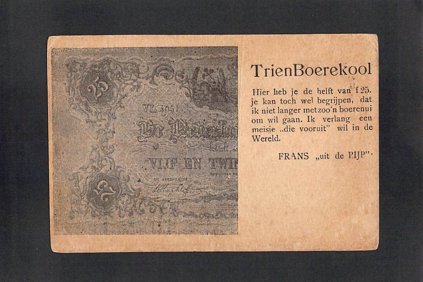 M4806 Netherlands Dutch 25 Gulden banknote vintage postcard